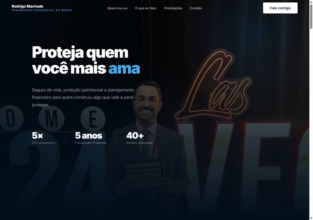 Landing page do Rodrigo