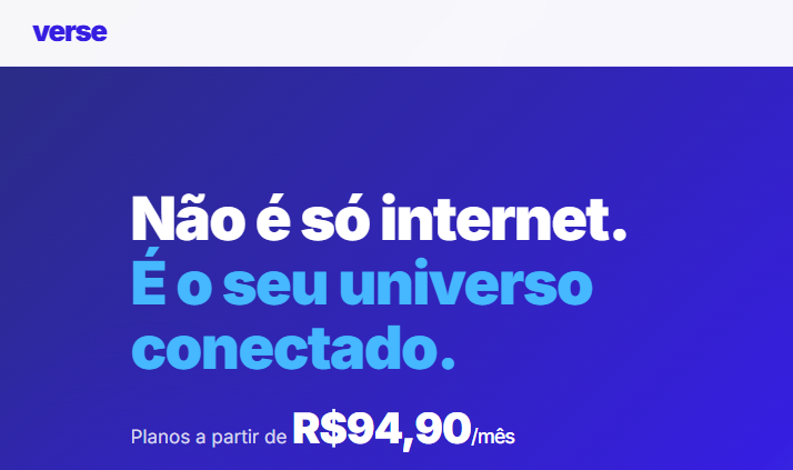 Landing page da Verse Internet